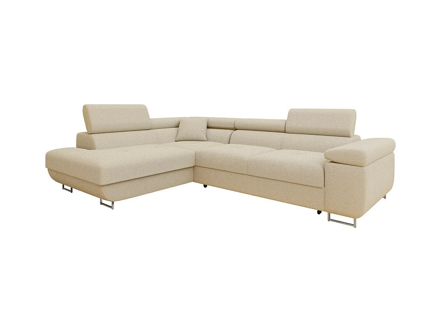 Canapé d'angle Comfivo Eliferu 101, Brun clair, Fonction de couchage, Boîte de literie,
