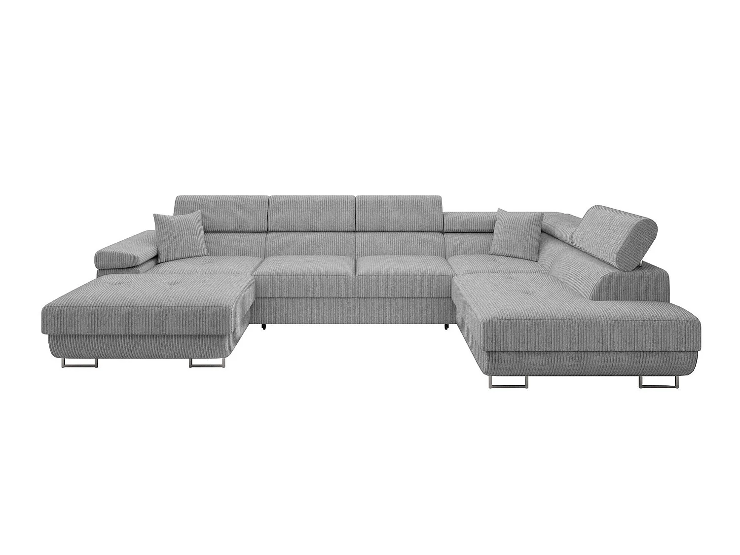 Canapé d'angle convertible 3 places en tissu gris 346x203x70 cm