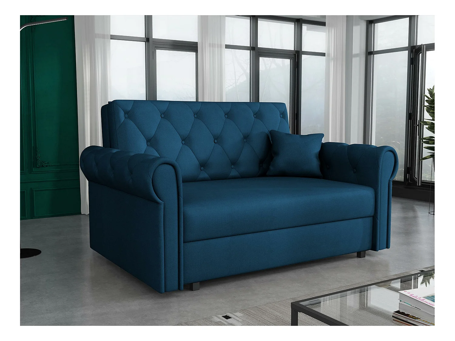 Canapé convertible Columbus 199, Boîte de literie, 85x148x98cm, Mobilier déjà assemblé