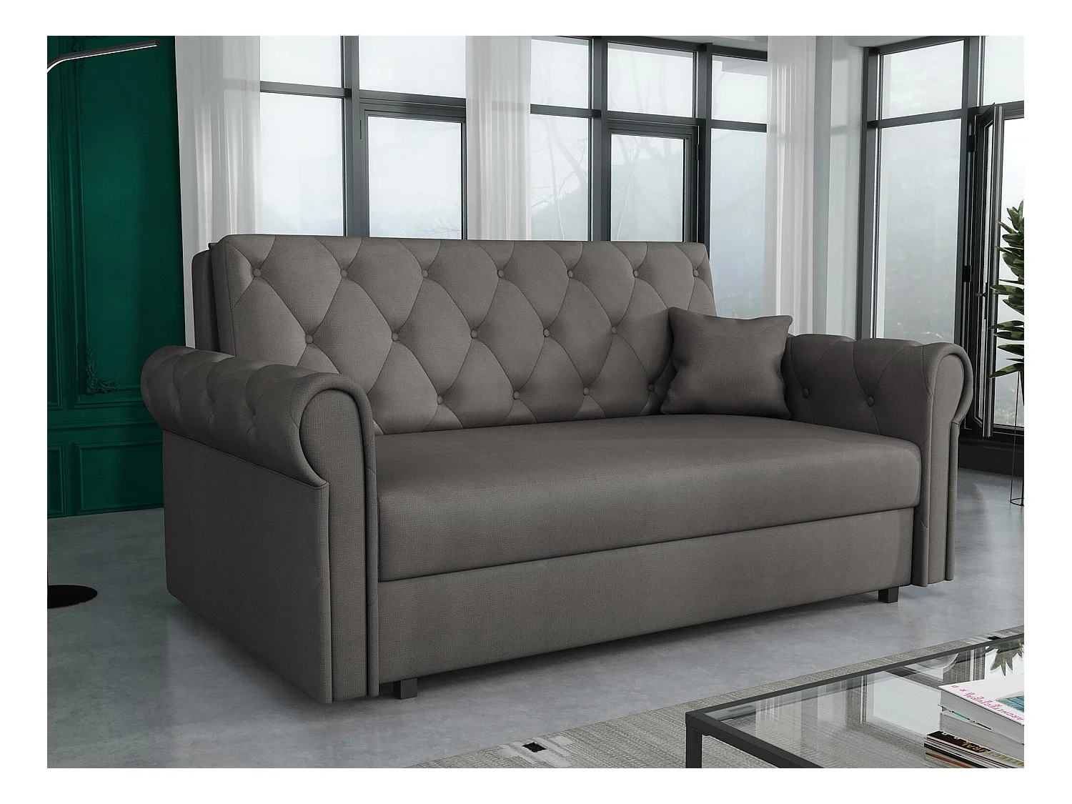 Canapé convertible Columbus 198, Boîte de literie, 85x168x98cm, Mobilier déjà assemblé