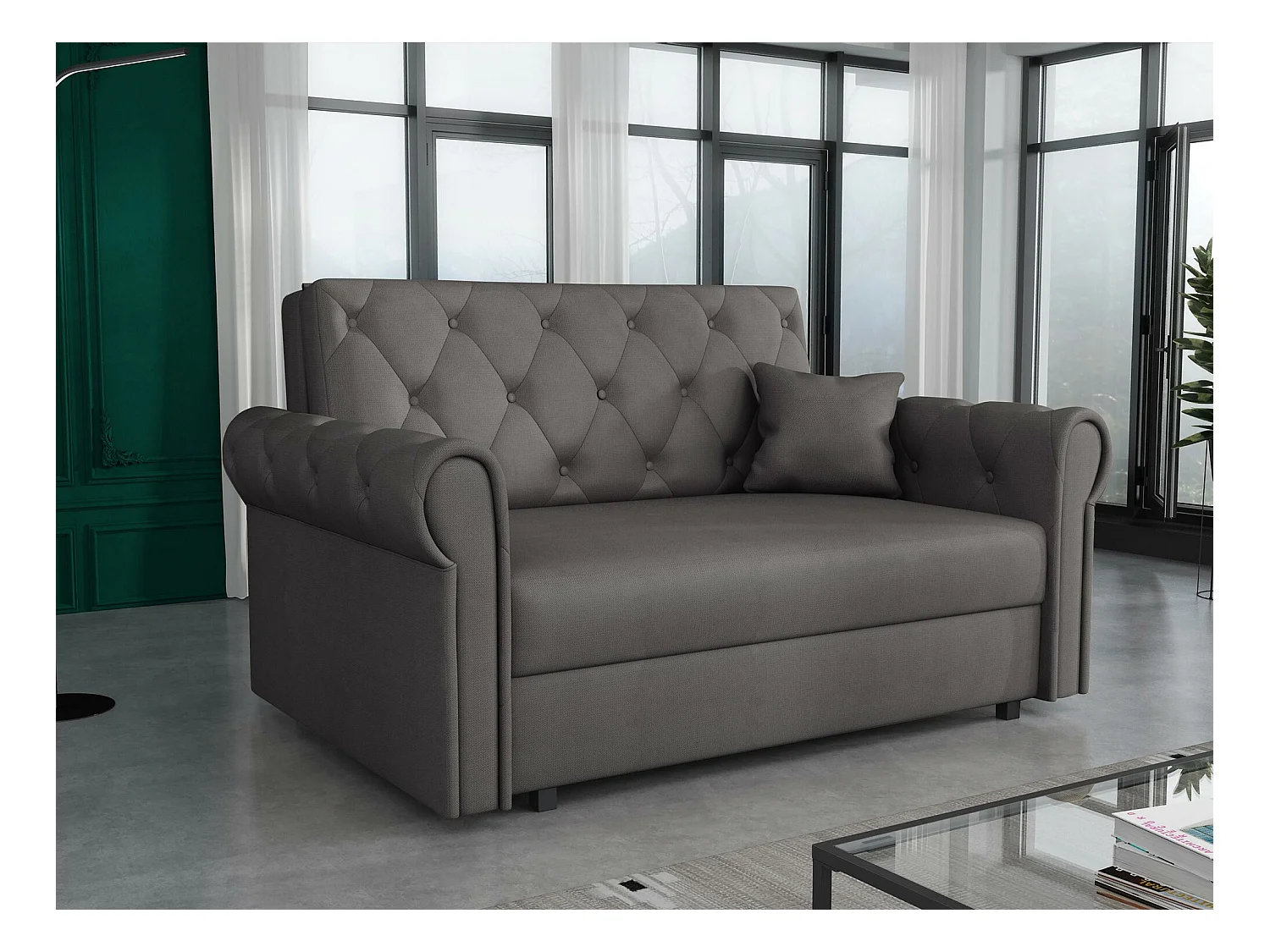 Canapé convertible Columbus 199, Boîte de literie, 85x148x98cm, Mobilier déjà assemblé