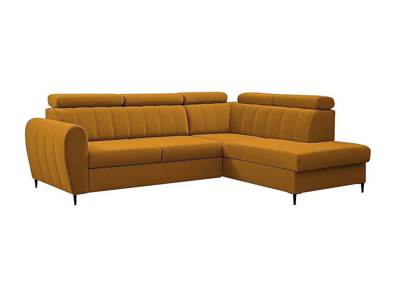 Sofá rinconero Temple 125, Amarillo, Función de descanso, Almacenaje, 264x200x90cm