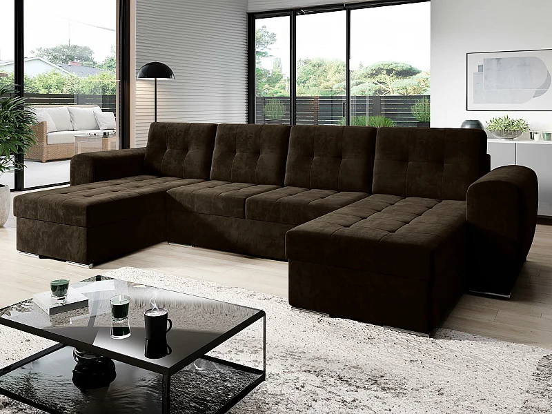 Canapé d'angle Arvada 117, Marron, Disponible, 326x157x86cm