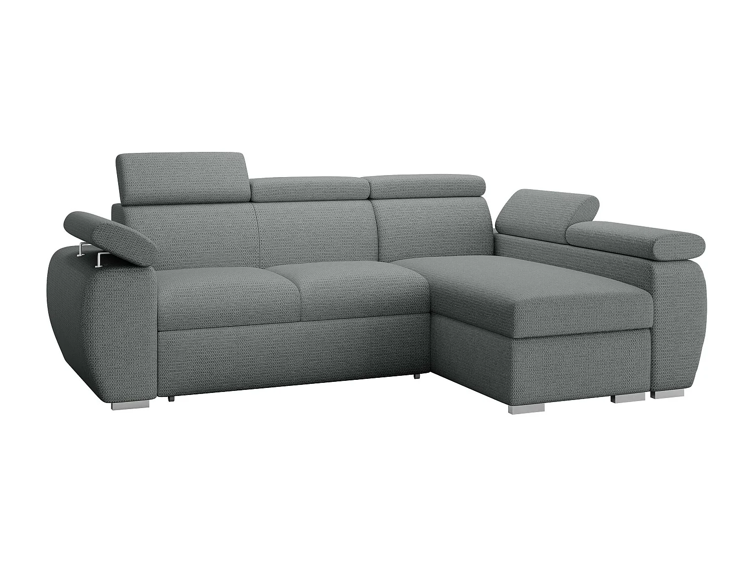 Canapé d'angle Columbus 132, Gris, Disponible, 255x170x85cm