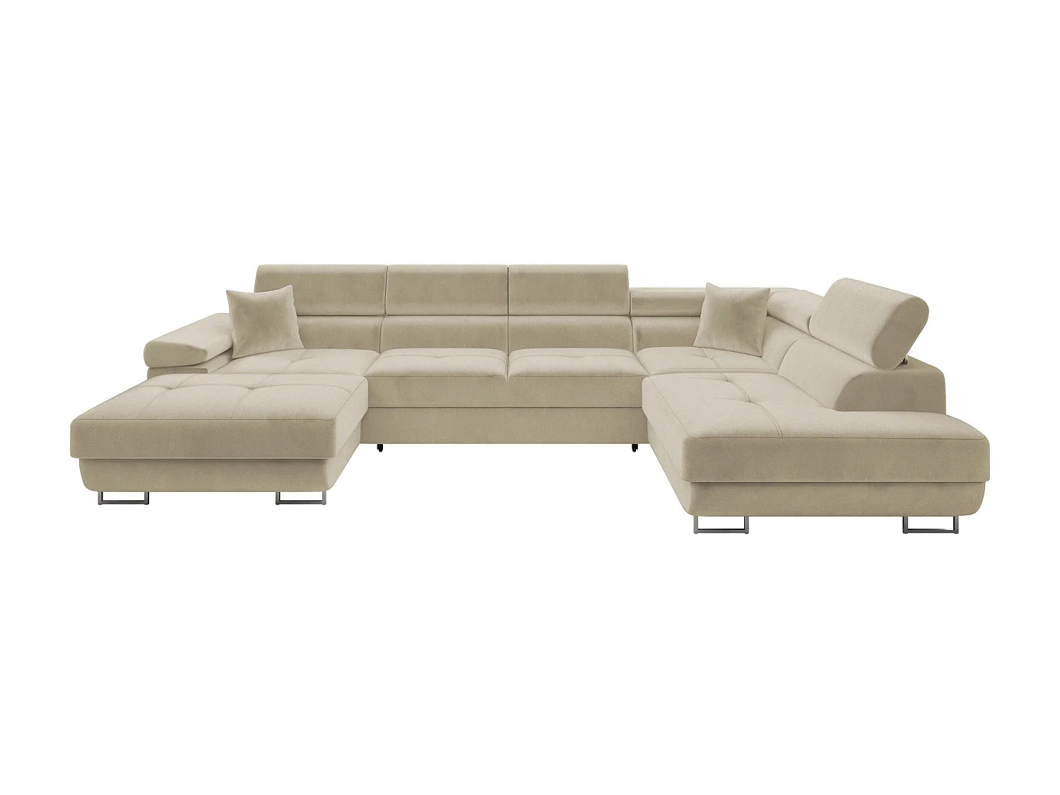 Canapé d'angle convertible 3 places en tissu brun 346x203x70 cm