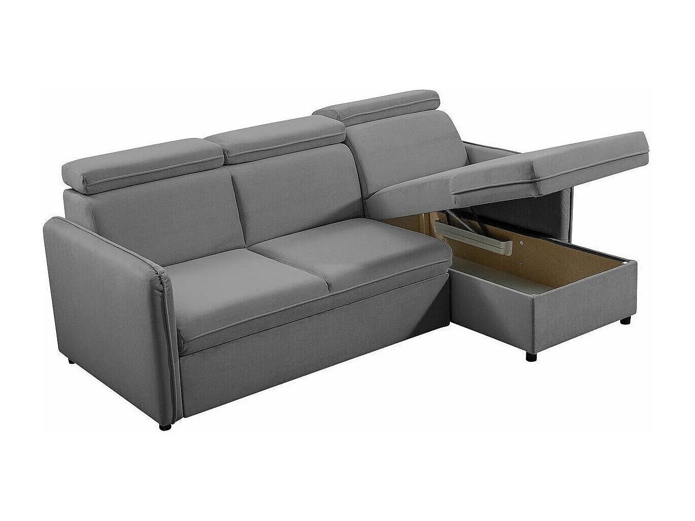 Sofá rinconero Temple 127, Marrón, Función de descanso, Almacenaje, 220x140x84cm