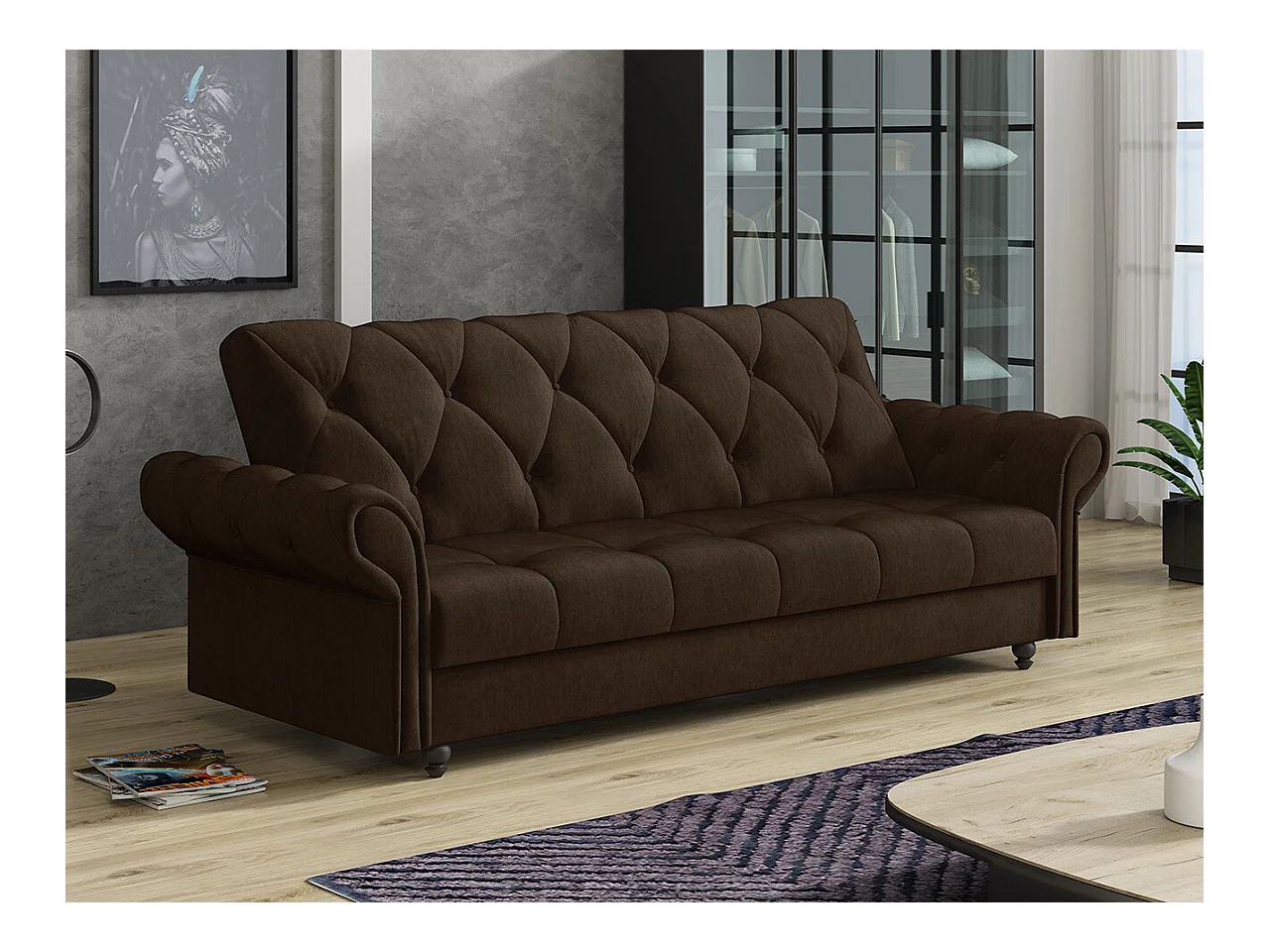 Canapé convertible Columbus 209, Boîte de literie, 90x240x90cm