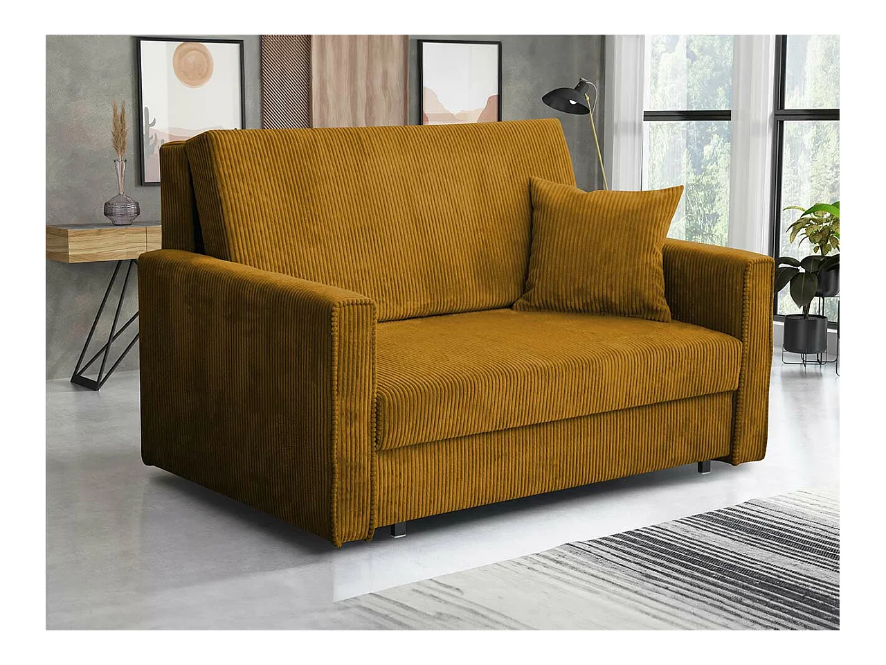 Canapé convertible Columbus 189, Boîte de literie, 85x133x98cm, Mobilier déjà assemblé