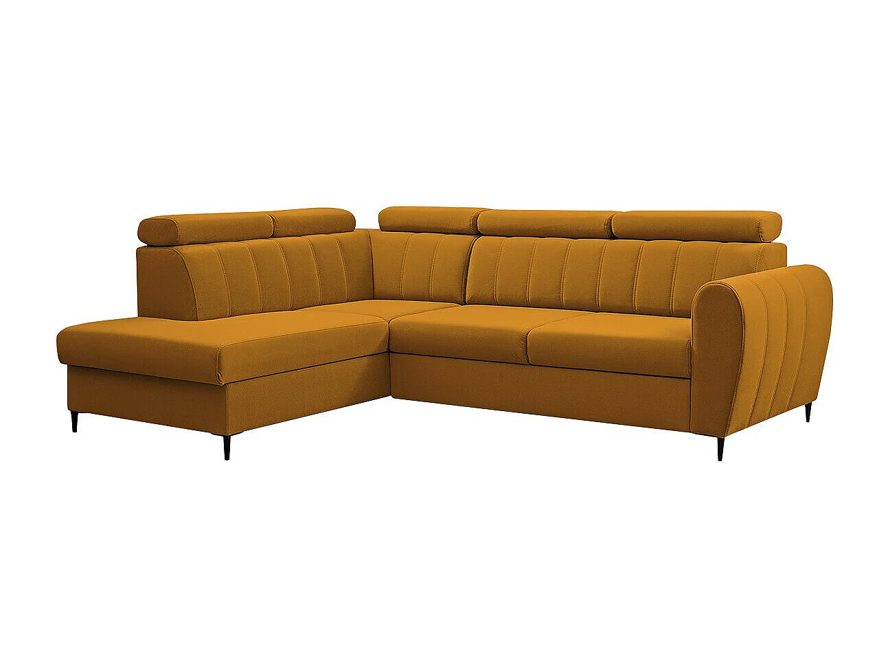 Sofá rinconero Temple 125, Amarillo, Función de descanso, Almacenaje, 264x200x90cm