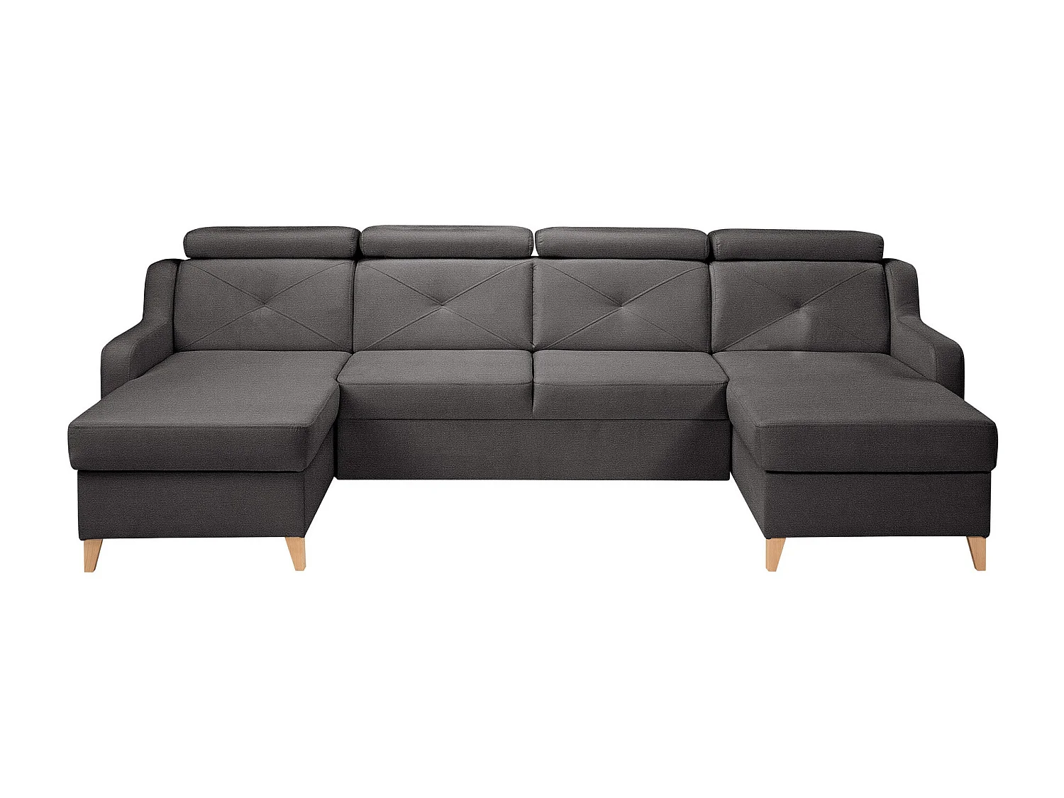 Sofá rinconero Temple 129, Gris, Función de descanso, Almacenaje, 286x165x82cm