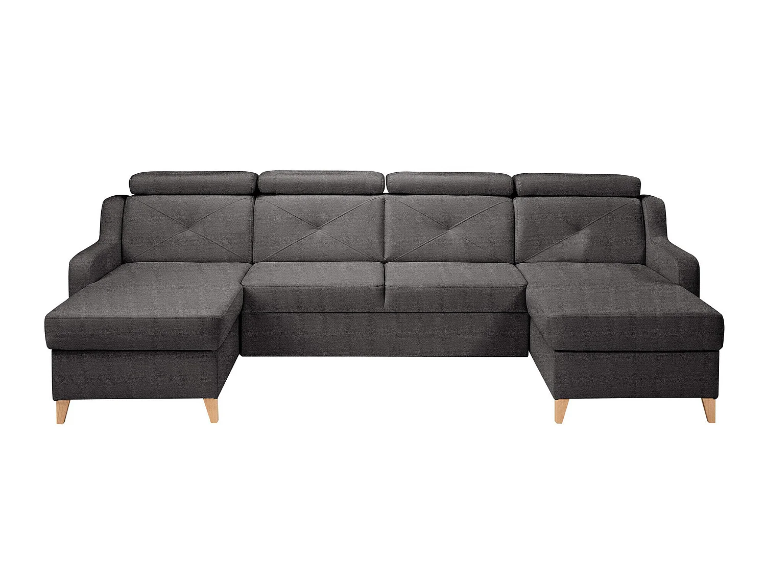 Canapé d'angle convertible 3 places en tissu gris TEMPLE 286x165x82 cm