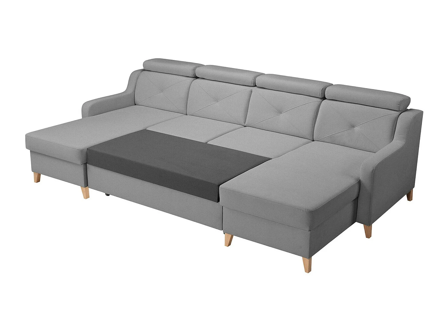 Canapé d'angle convertible 3 places en tissu gris TEMPLE 286x165x82 cm