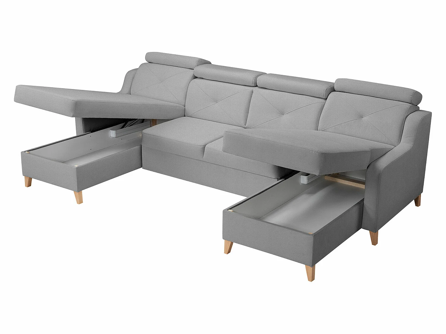 Canapé d'angle convertible 3 places en tissu gris TEMPLE 286x165x82 cm