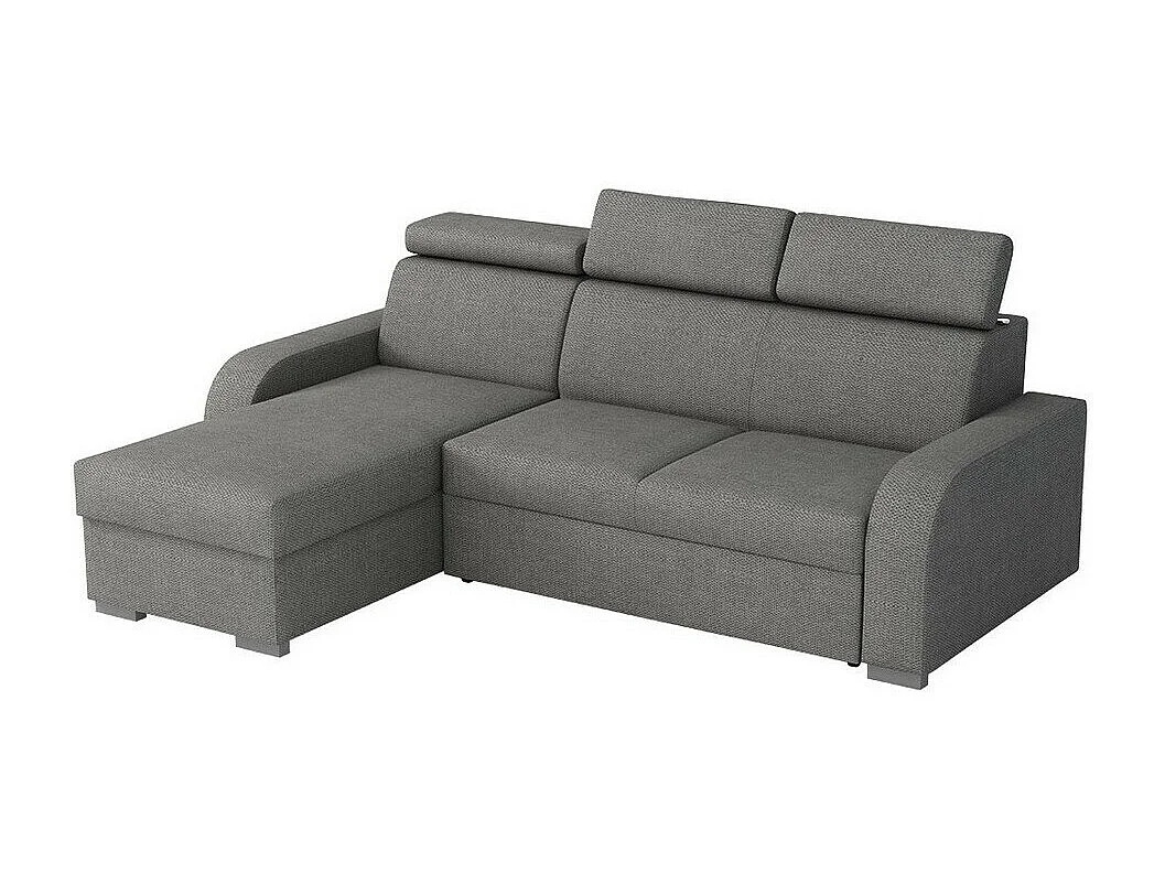Canapé d'angle Etrcala 100, Gris, Fonction de couchage, Boîte de literie, 235x170x85cm
