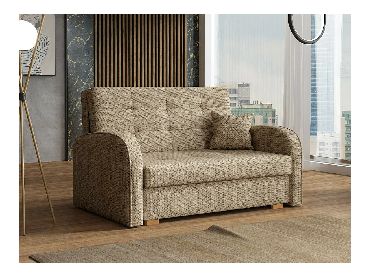 Canapé convertible Columbus 115, Boîte de literie, 85x133x98cm, Mobilier déjà assemblé