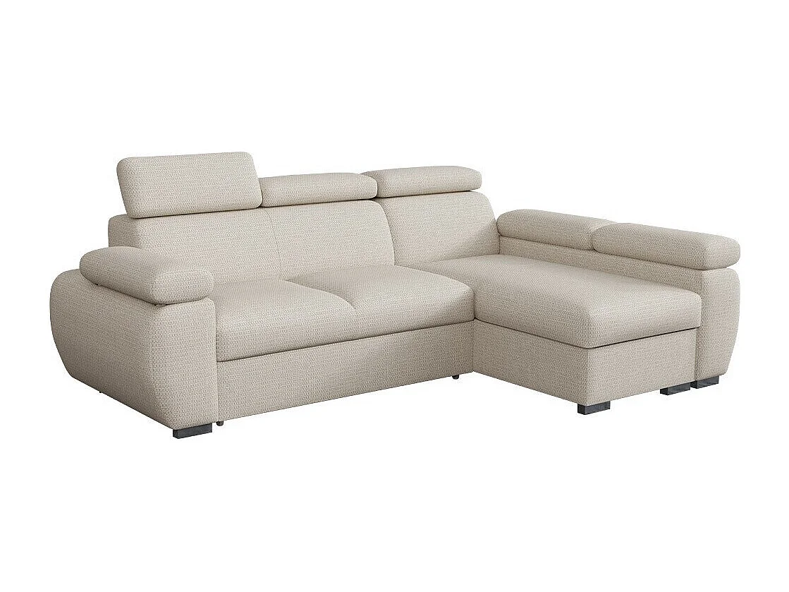 Sofá rinconero Columbus 132, De color marrón claro, Función de descanso, Almacenaje, 85cm