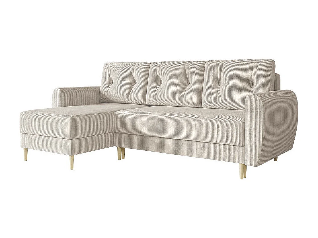 Canapé d'angle Memphis 139, Brun clair, Fonction de couchage, Boîte de literie, 234x139cm