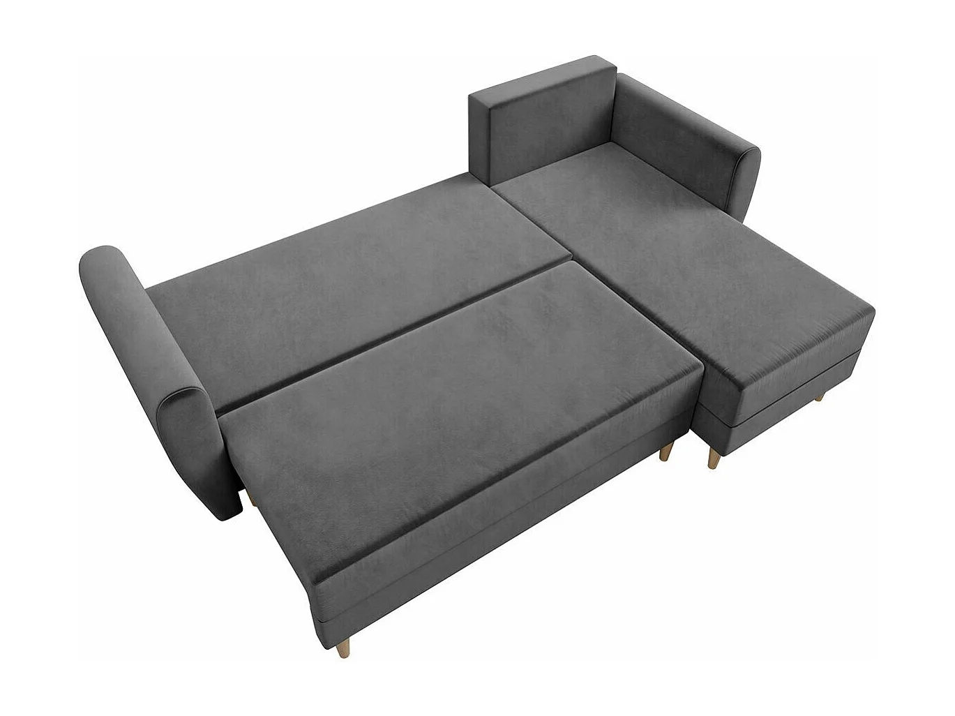 Canapé d'angle Memphis 139, Brun clair, Fonction de couchage, Boîte de literie, 234x139cm