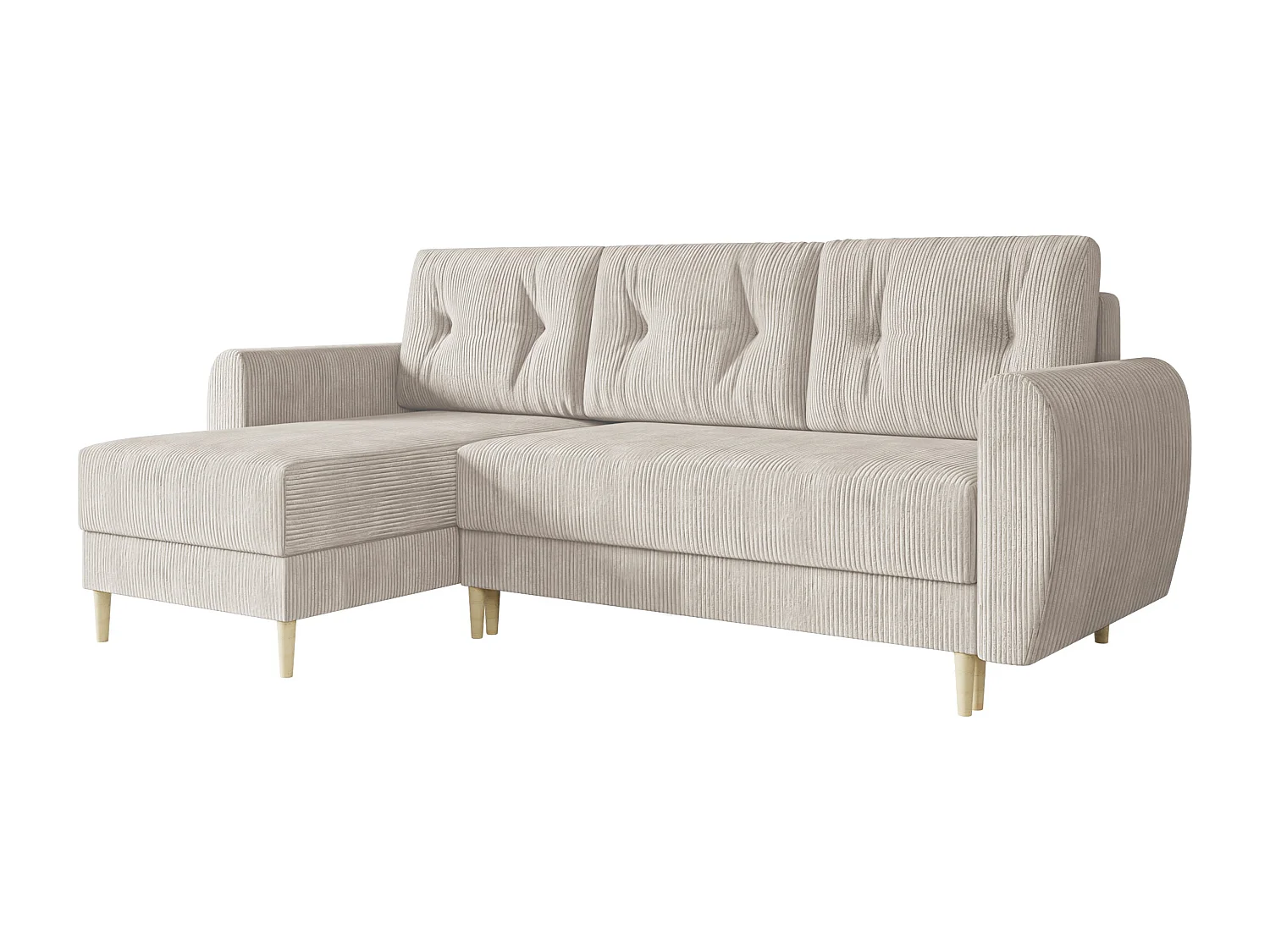 Sofá rinconero Memphis 139, De color marrón claro, Función de descanso, Almacenaje, 234cm