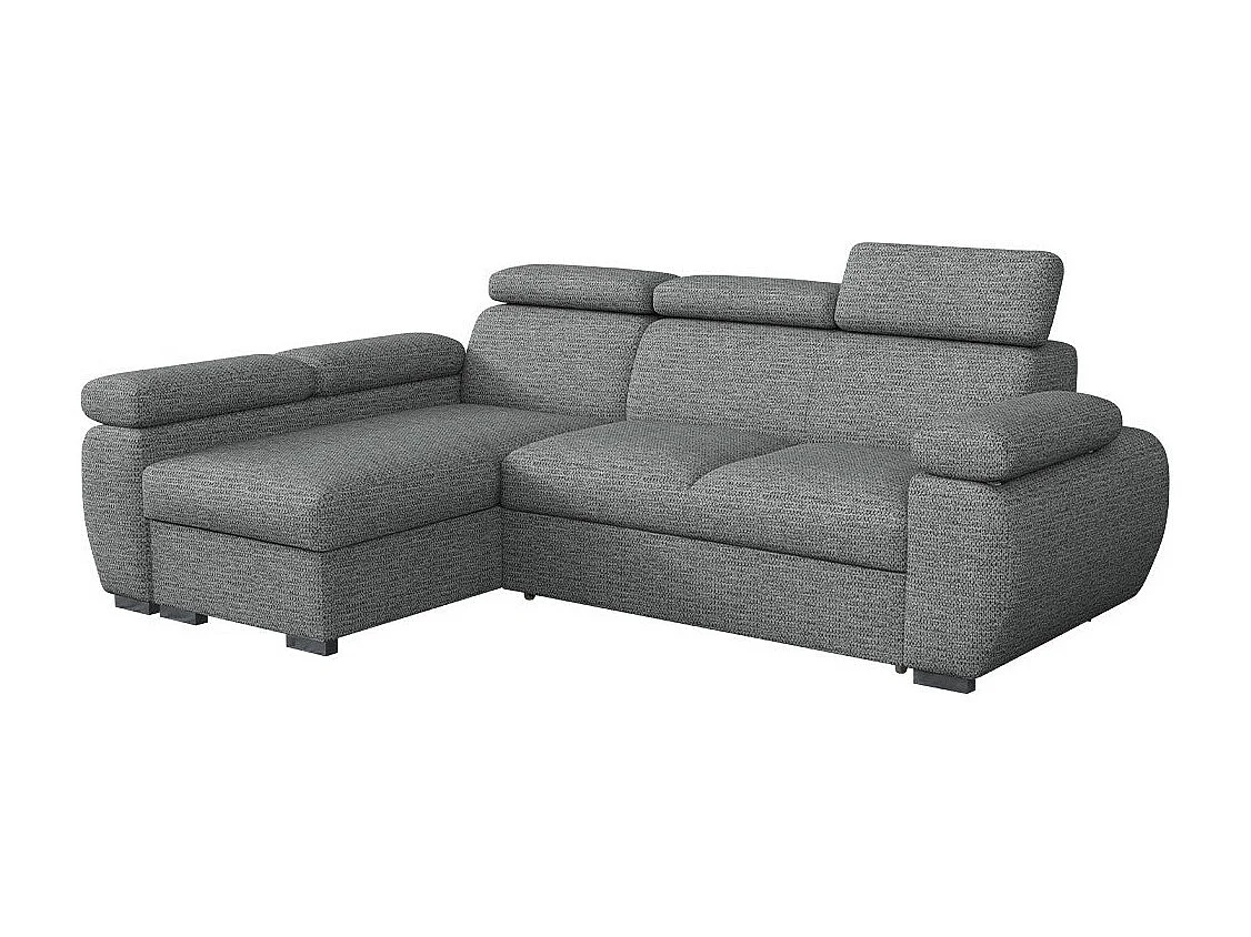 Sofá rinconero Columbus 132, Gris, Función de descanso, Almacenaje, 255x170x85cm