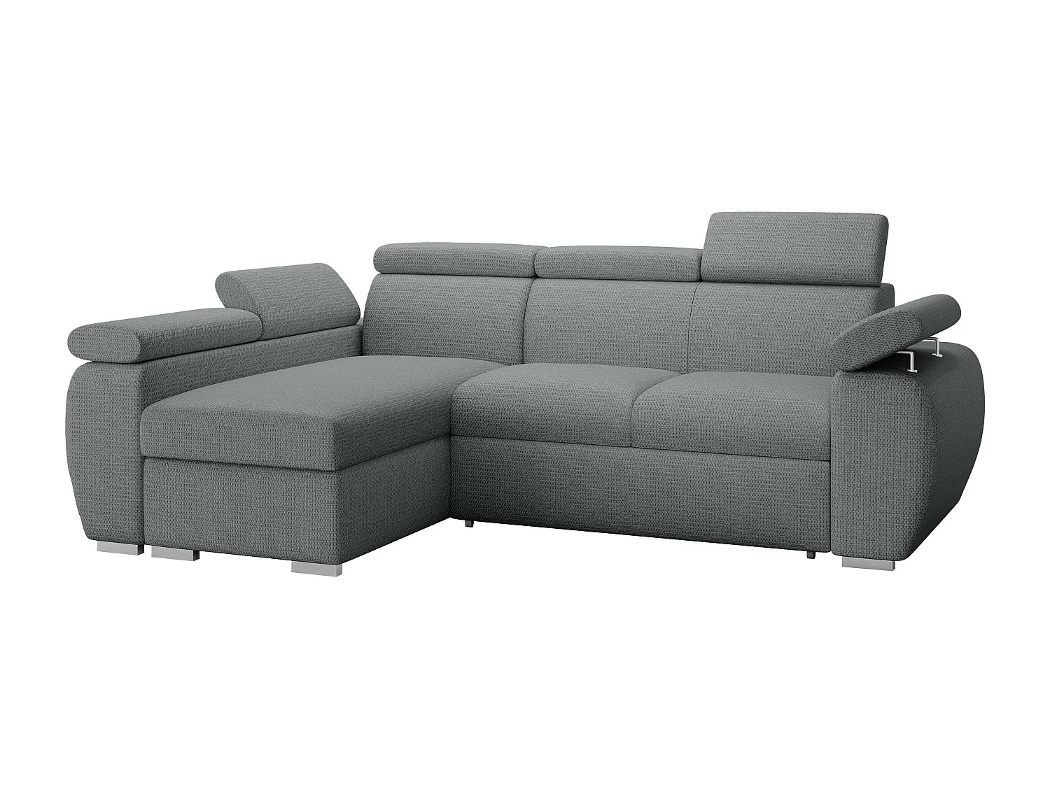 Sofá rinconero Columbus 132, Gris, Función de descanso, Almacenaje, 255x170x85cm