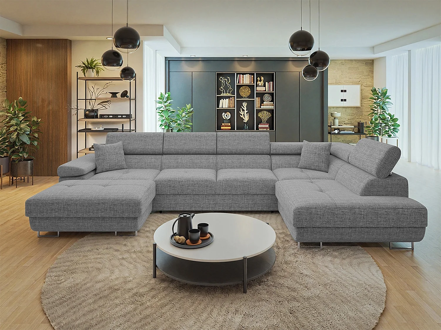 Canapé d'angle Comfivo Vinetum III, Gris clair, Disponible, 346x203x70cm