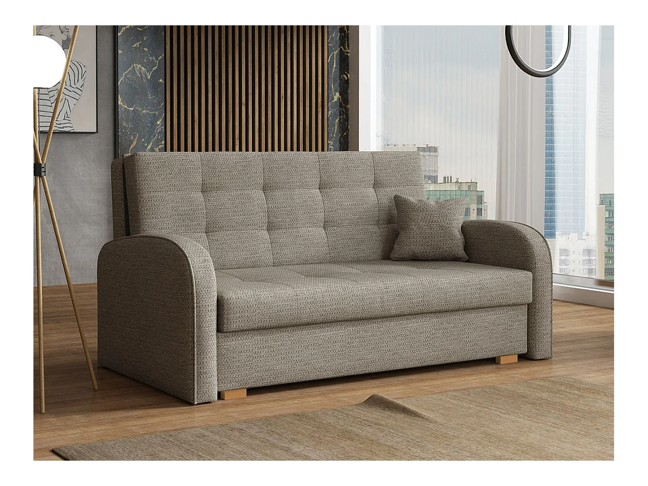 Canapé convertible Columbus 116, Boîte de literie, 85x153x98cm, Mobilier déjà assemblé