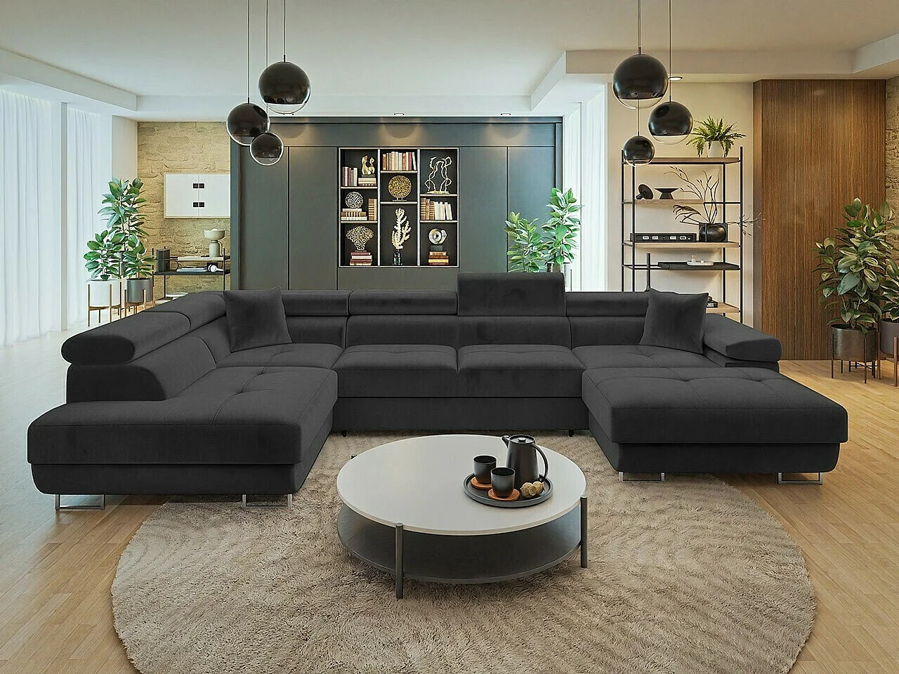 Sofá de canto Comfivo Eliferu 103, Cinzento, Funcionalidade de dormir