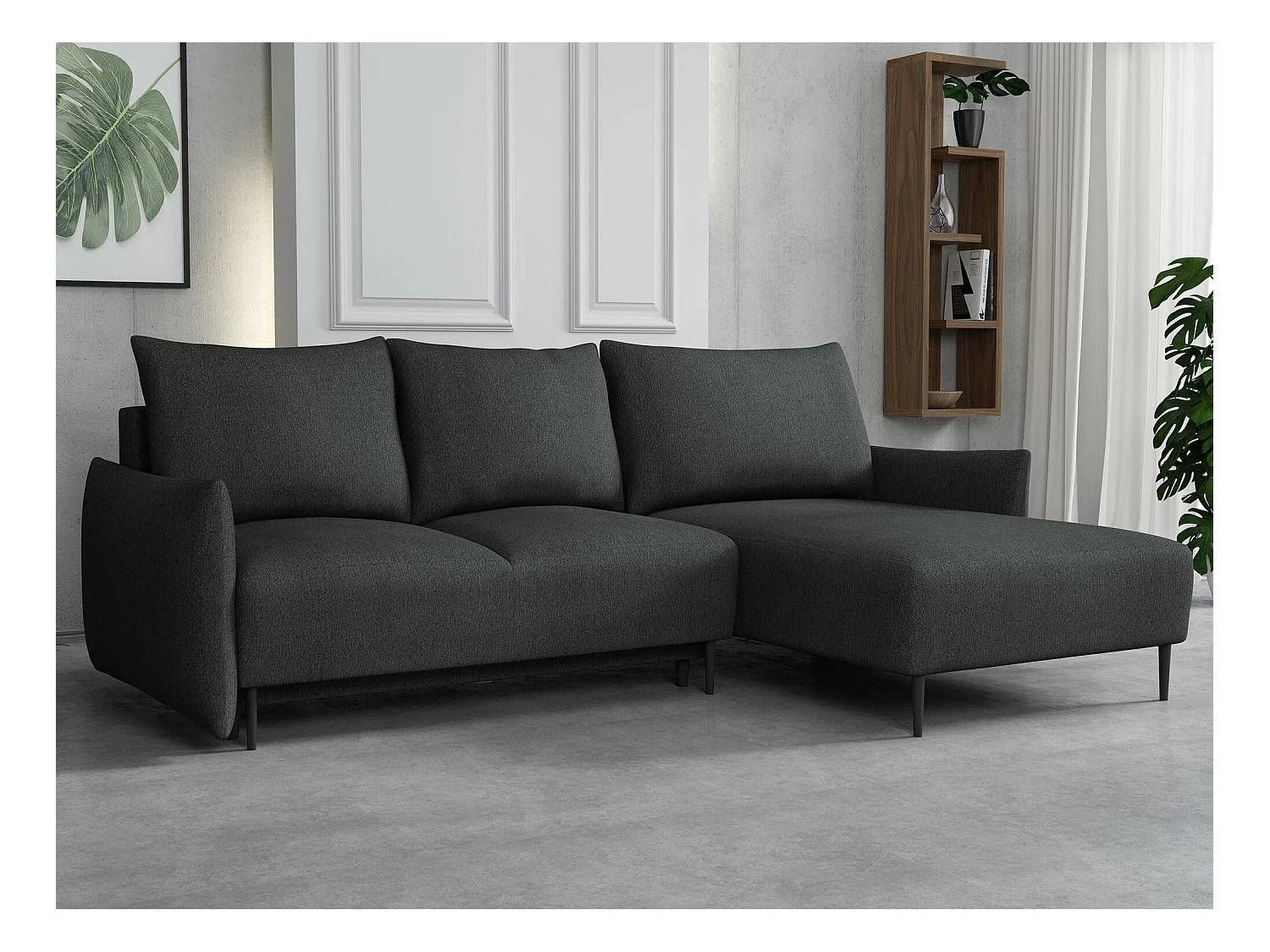 Canapé d'angle Columbus 224, Gris, Fonction de couchage, Boîte de literie, 240x160x88cm