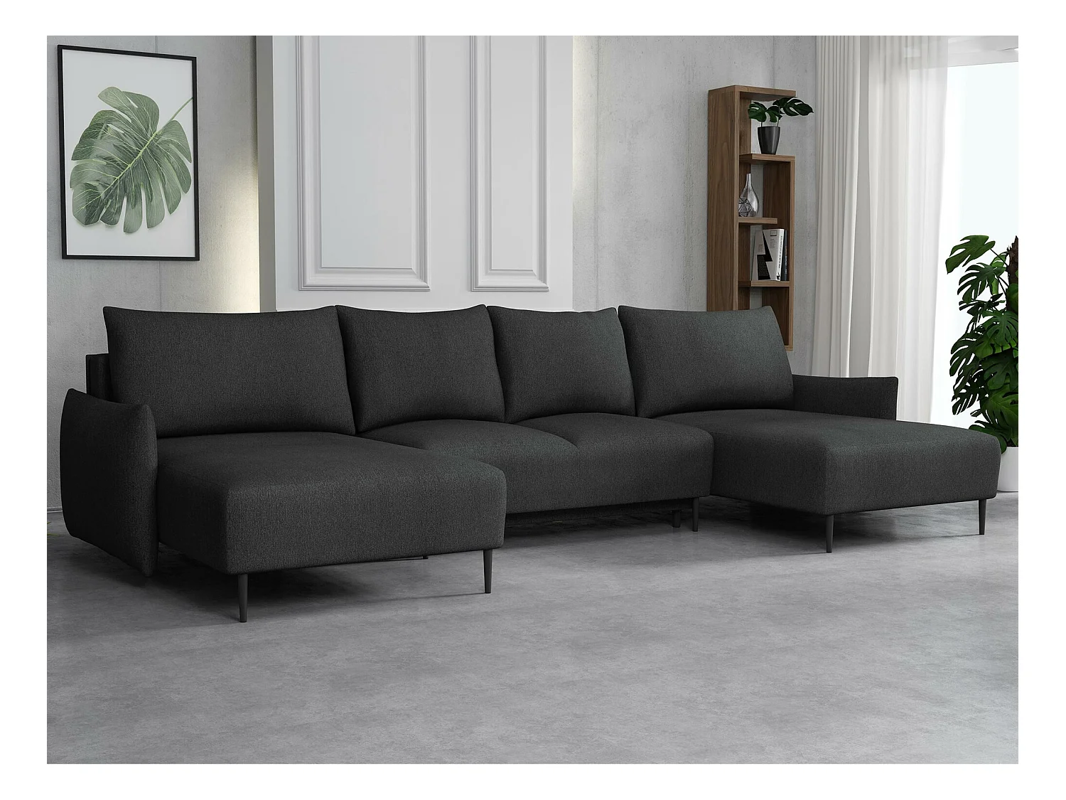 Canapé d'angle Columbus 223, Gris, Fonction de couchage, Boîte de literie, 328x160x88cm