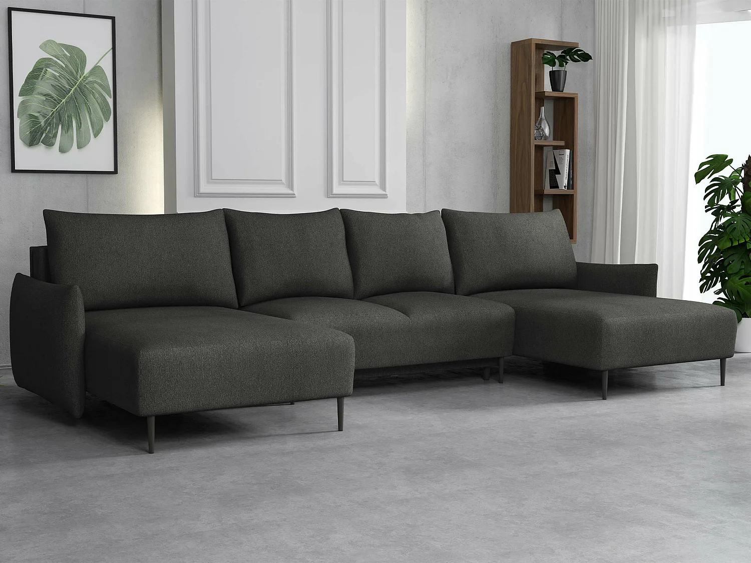 Divano angolare Columbus 223, Grigio, Con, 328x160x88cm