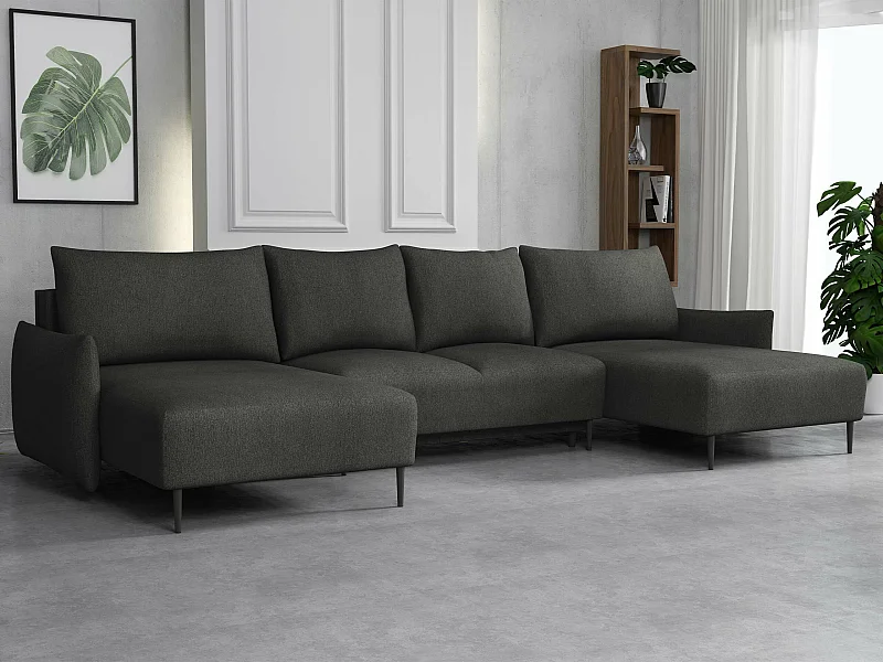 Canapé d'angle Columbus 223, Gris, Disponible, 328x160x88cm