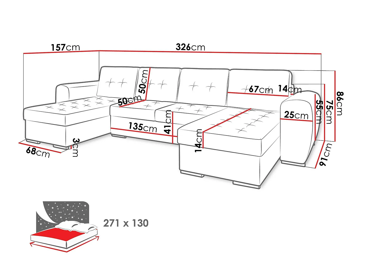 Canapé d'angle convertible 3 places en tissu vert ARVADA