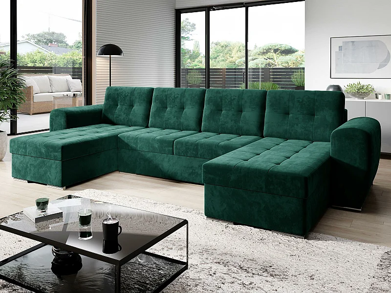 Canapé d'angle Arvada 117, Vert, Disponible, 326x157x86cm