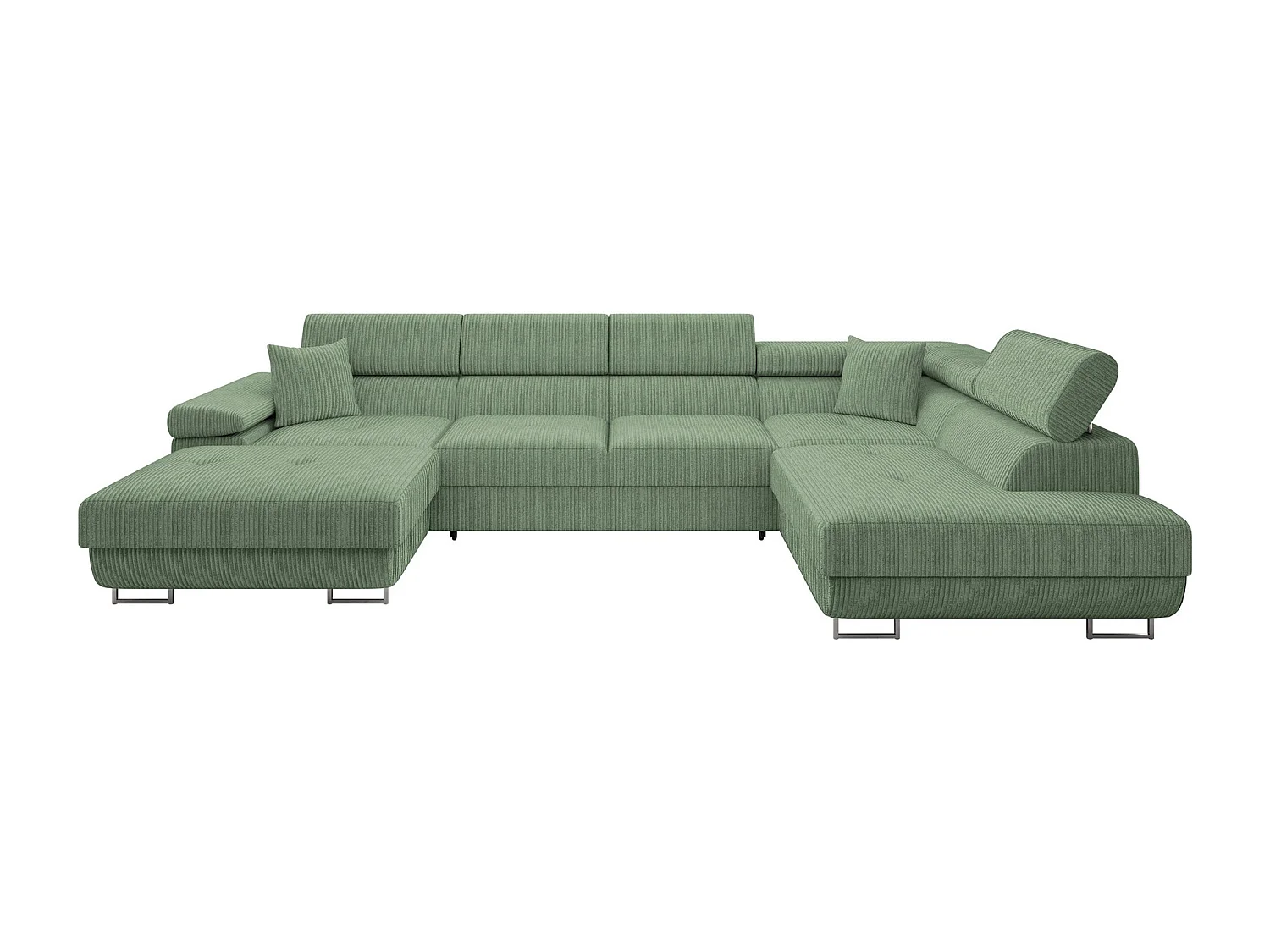 Sofá rinconero Comfivo Eliferu 103, Verde, Función de descanso, Almacenaje, 346x203x70cm