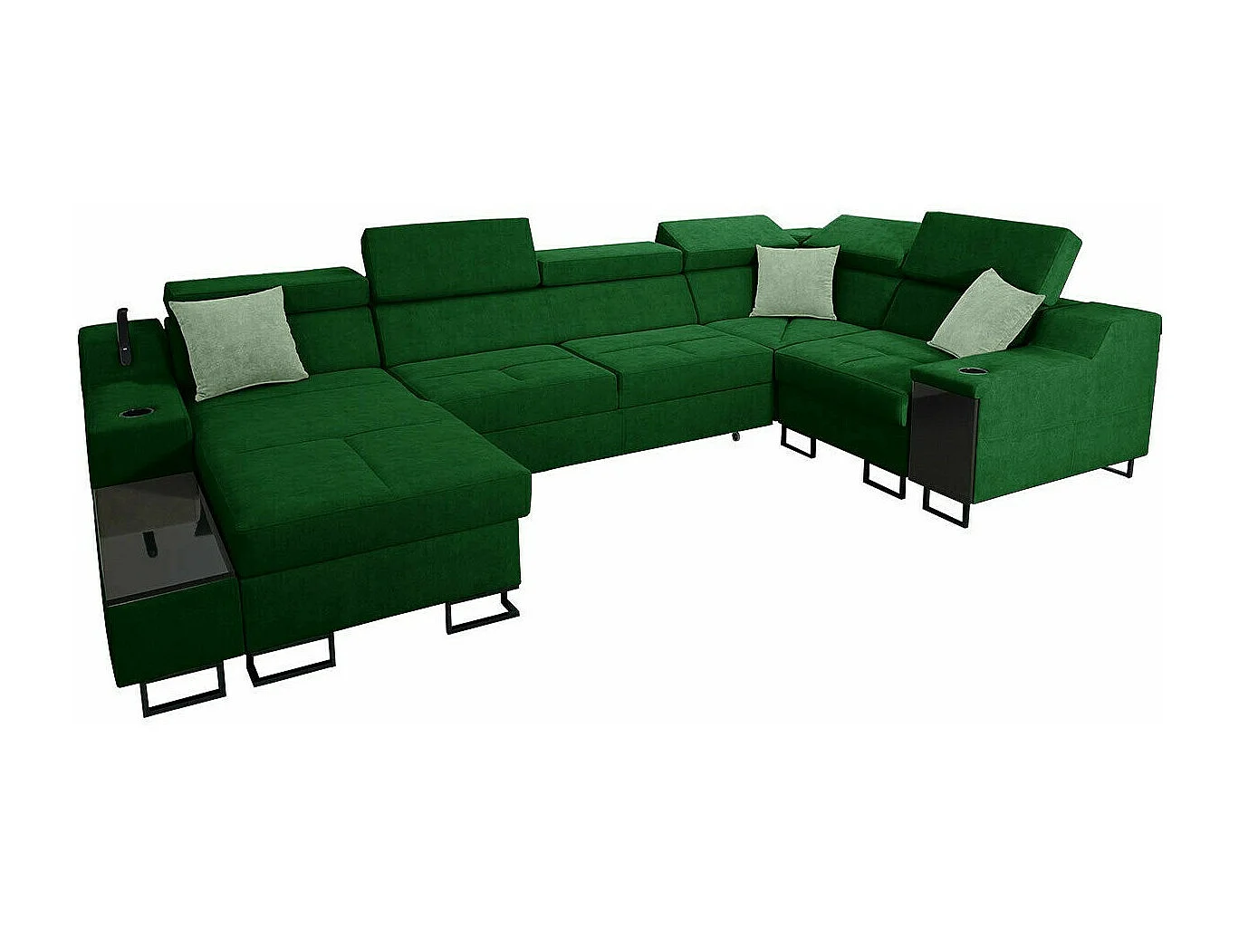 Canapé d'angle Sarasota 137, Vert, Fonction de couchage, Boîte de literie, 342x211x100cm