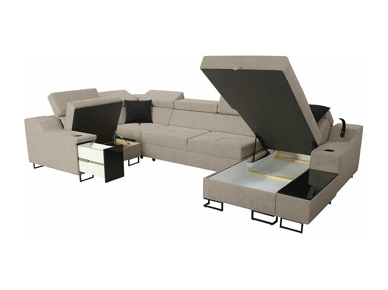 Canapé d'angle Sarasota 137, Vert, Fonction de couchage, Boîte de literie, 342x211x100cm