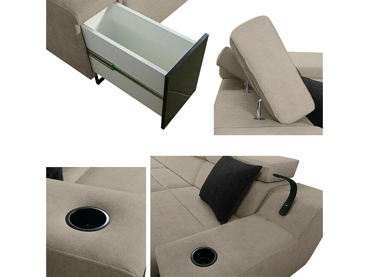 Canapé d'angle Sarasota 137, Vert, Fonction de couchage, Boîte de literie, 342x211x100cm