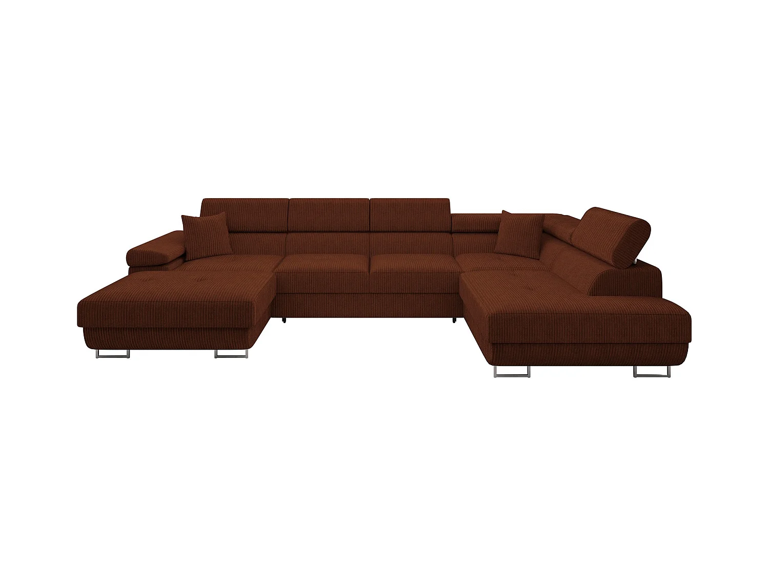Canapé d'angle Comfivo Eliferu 103, Marron, Fonction de couchage, Boîte de literie, 346cm