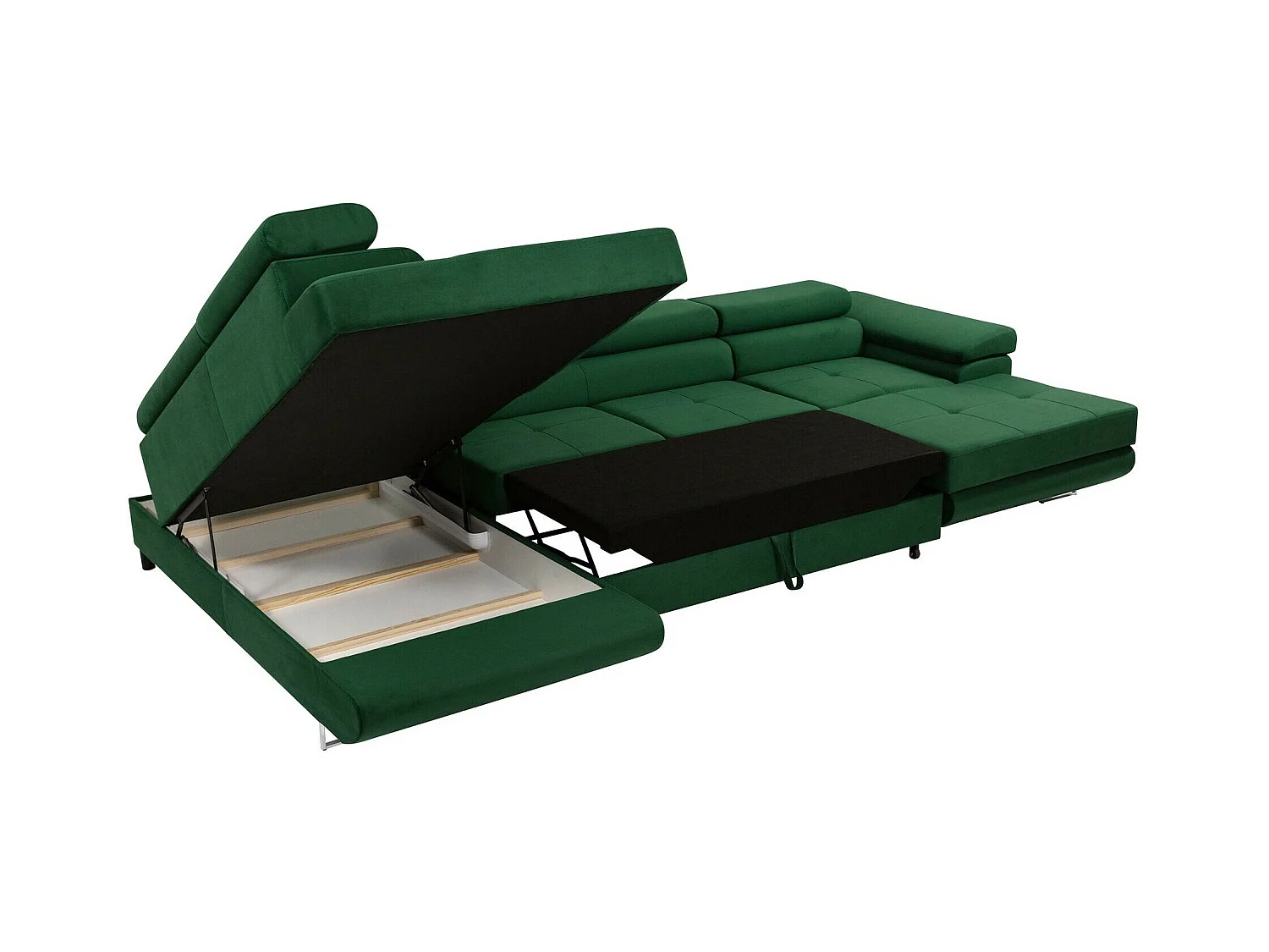 Canapé d'angle Comfivo Eliferu 103, Marron, Fonction de couchage, Boîte de literie, 346cm