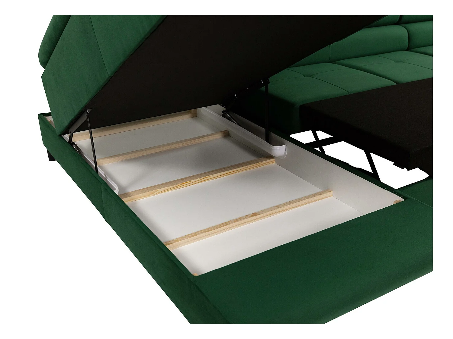 Canapé d'angle Comfivo Eliferu 103, Marron, Fonction de couchage, Boîte de literie, 346cm