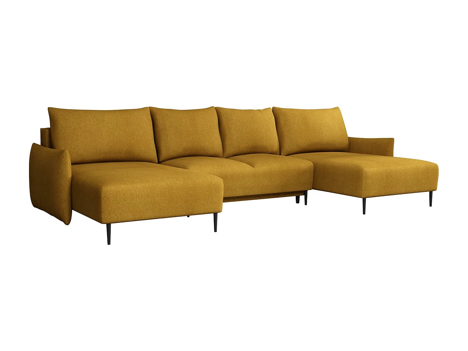 Sofá de canto Columbus 223, Amarelo, Funcionalidade de dormir