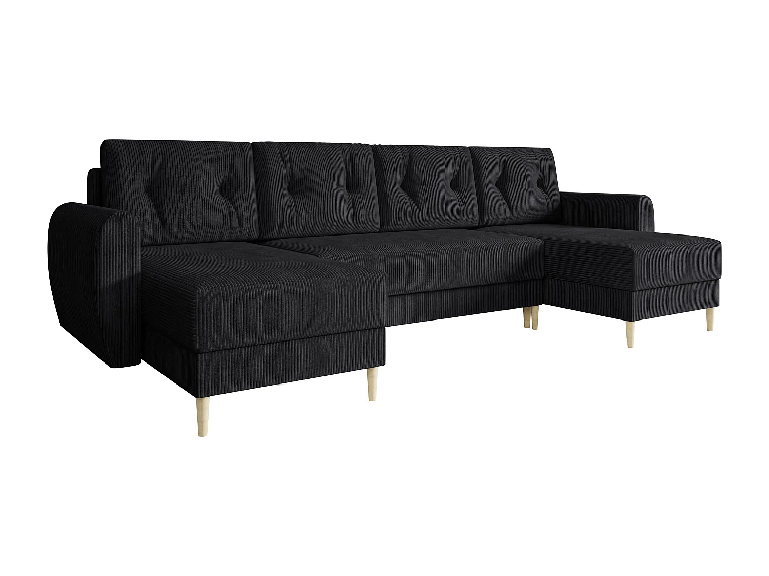 Sofá de canto Memphis 140, Preto, Funcionalidade de dormir, 31x14x10cm
