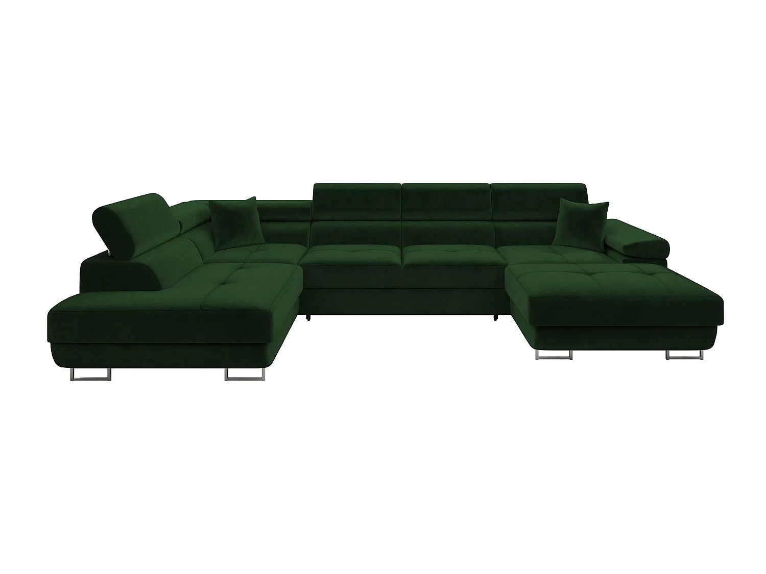 Canapé d'angle convertible 3 places en tissu vert 346x203x70 cm