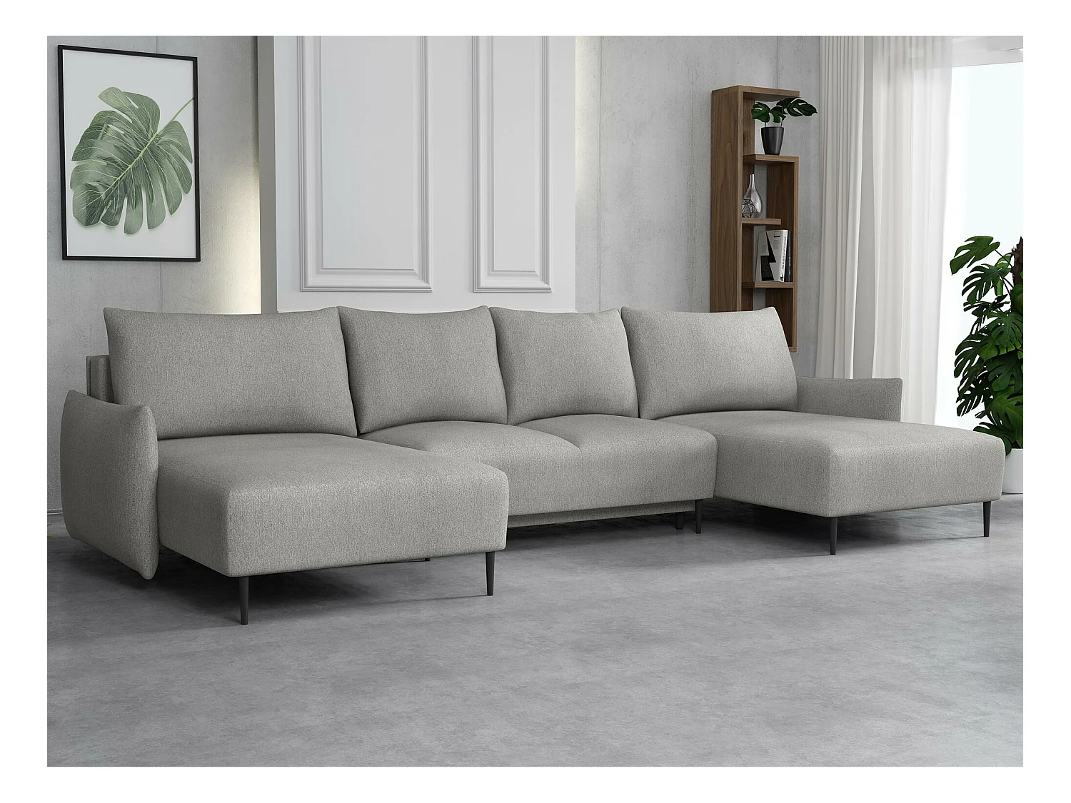 Canapé d'angle Columbus 223, Gris, Fonction de couchage, Boîte de literie, 328x160x88cm