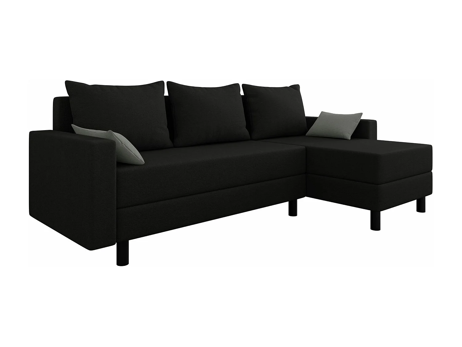 Sofá rinconero Delaware 100, Negro, Función de descanso, Almacenaje, 238x123x77cm