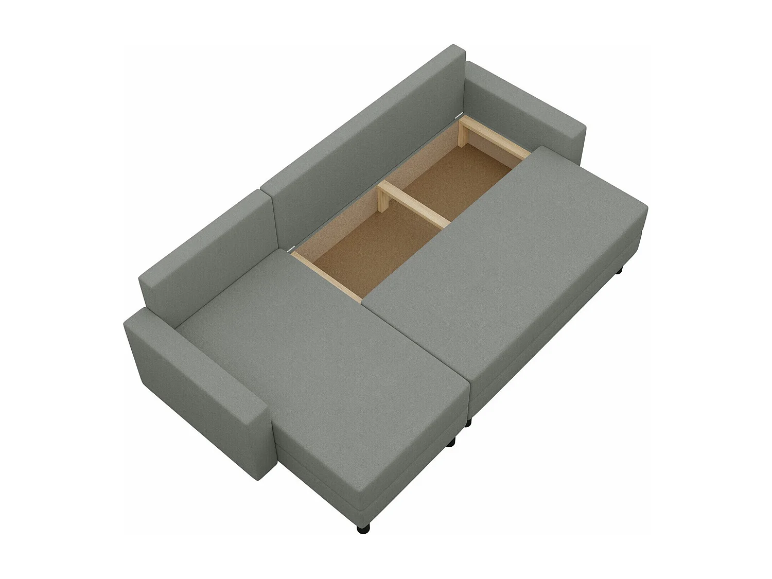 Sofá rinconero Delaware 100, Negro, Función de descanso, Almacenaje, 238x123x77cm