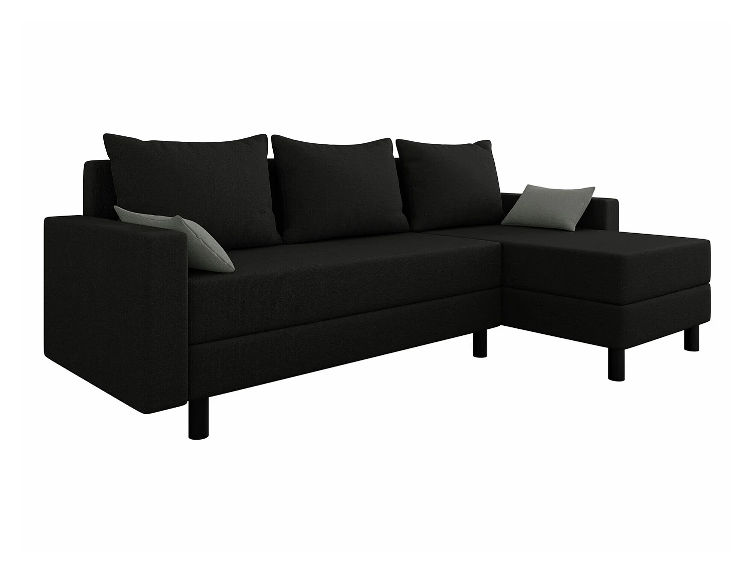 Sofá rinconero Delaware 100, Negro, Función de descanso, Almacenaje