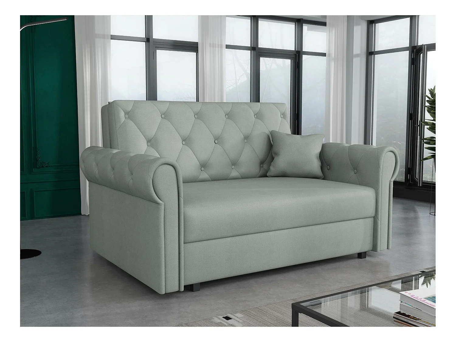 Canapé convertible Columbus 199, Boîte de literie, 85x148x98cm, Mobilier déjà assemblé