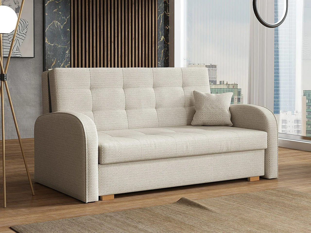 Canapé convertible Columbus 116, Boîte de literie, 85x153x98cm, Mobilier déjà assemblé